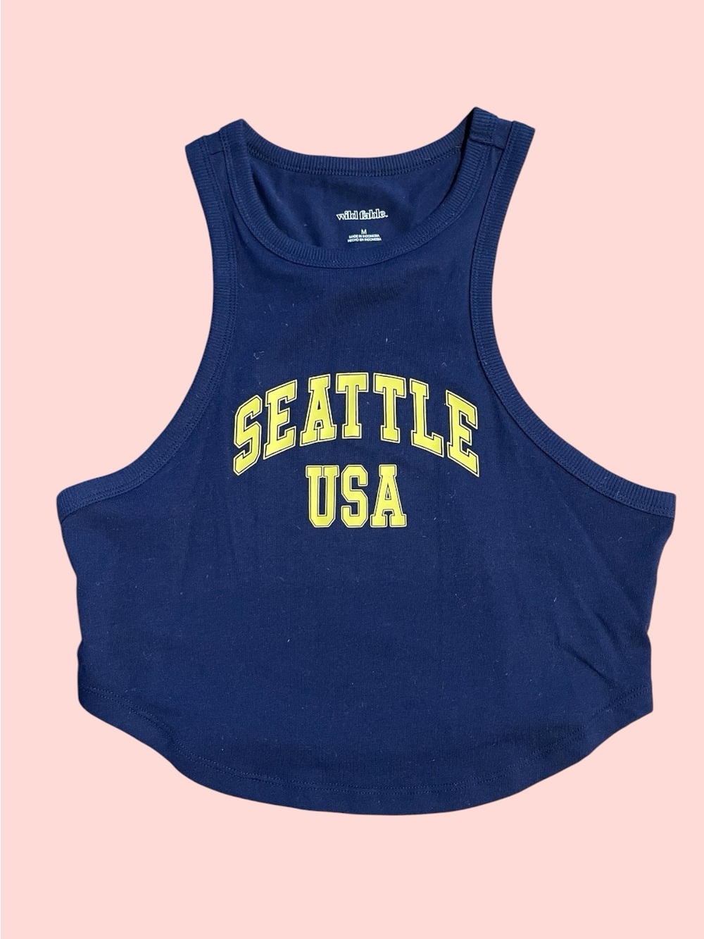 wild fable Navy Tank Top with Yellow "SEATTLE USA" Print